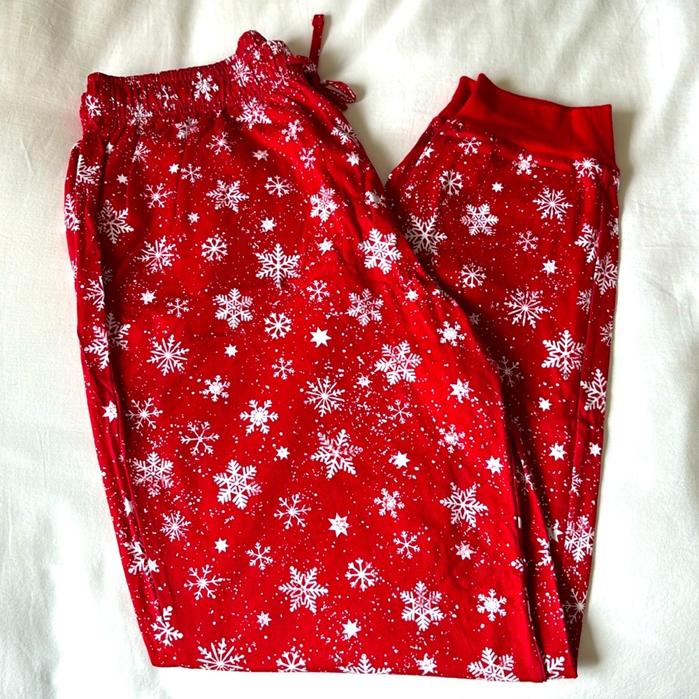 Snowflake cotton jogger PJ pants, M NWT